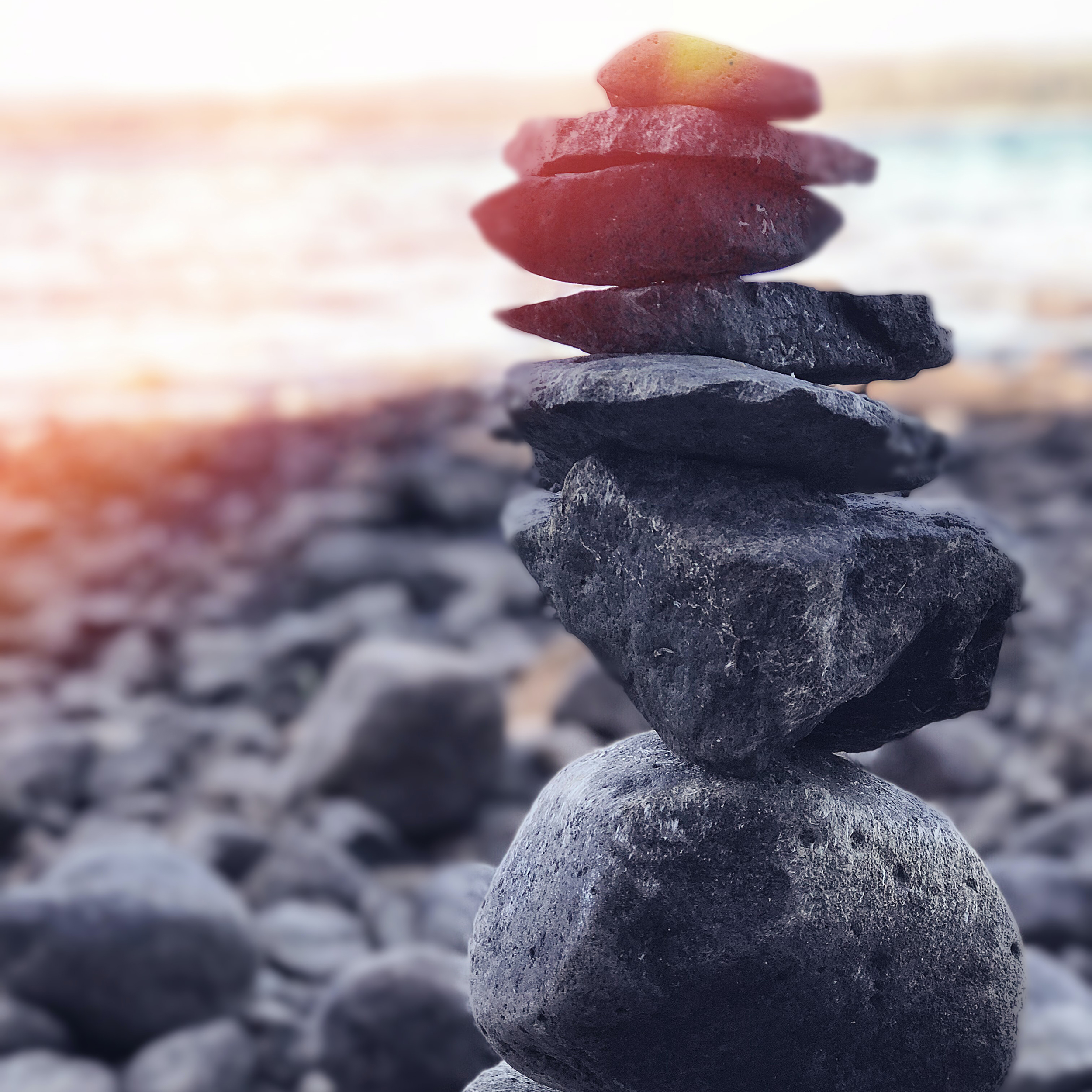 rocks stacked by lake, psychiatry